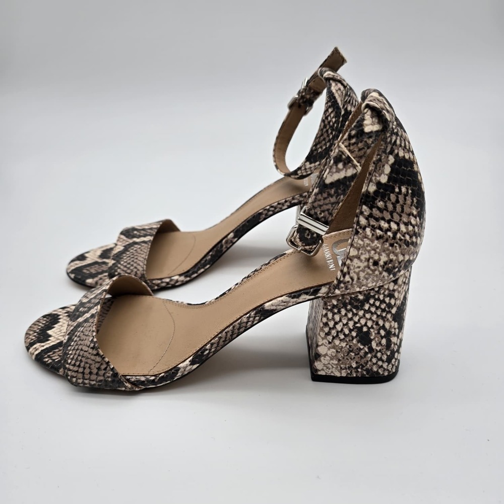 Gianni Bini Womens Sandals Sz 9M Block Party Snake Print Leather Ankle Strap - Picture 4 of 7